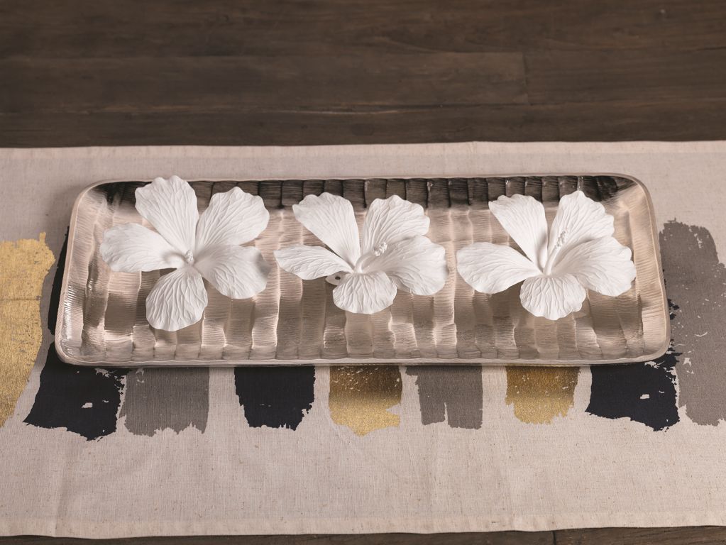 White Bone China Hibiscus Flower Wall & Table Décor - CARLYLE AVENUE