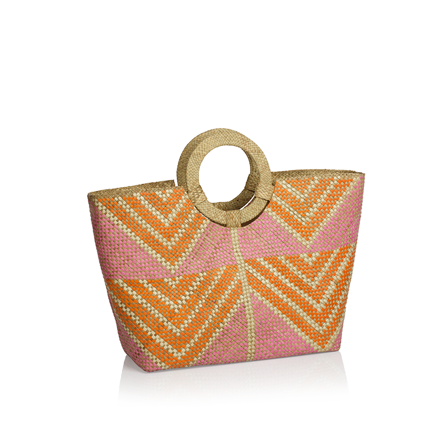 Mia Beach Tote w/Ring Handle - Geometric