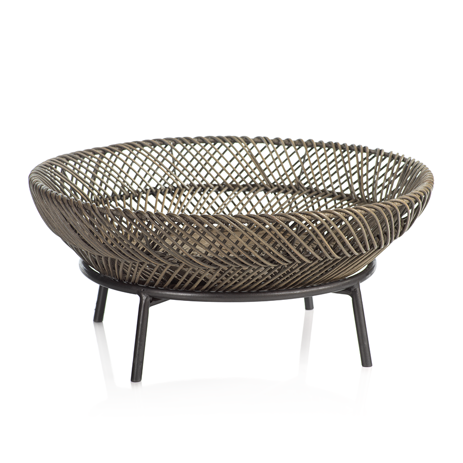 Monteverde Rattan Tray on Metal Stand