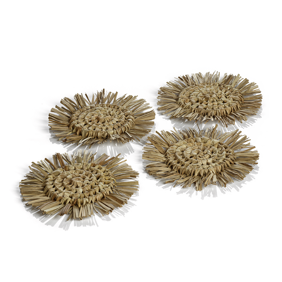 Tropical Pandan Fringed Coasters - Set of 4