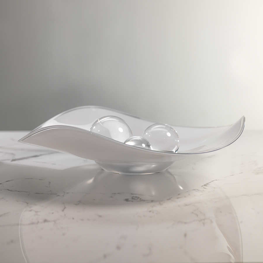Lagoon Scissor Cut Wave Bowl - Opal White - 23 in - Decorative Bowls by Carlyle Avenue
