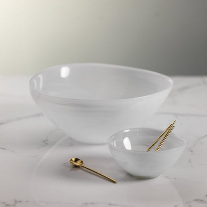 Monte Carlo Alabaster Glass Bowl - White - Bowls by Carlyle Avenue