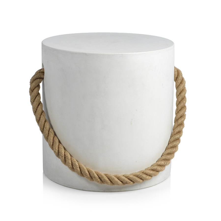 Marina Concrete Stool w/Rope Accent - White