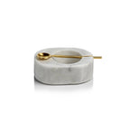 Tuscan Marble Salt & Pepper Bowl with Gold Spoon - Tableware by Carlyle Avenue