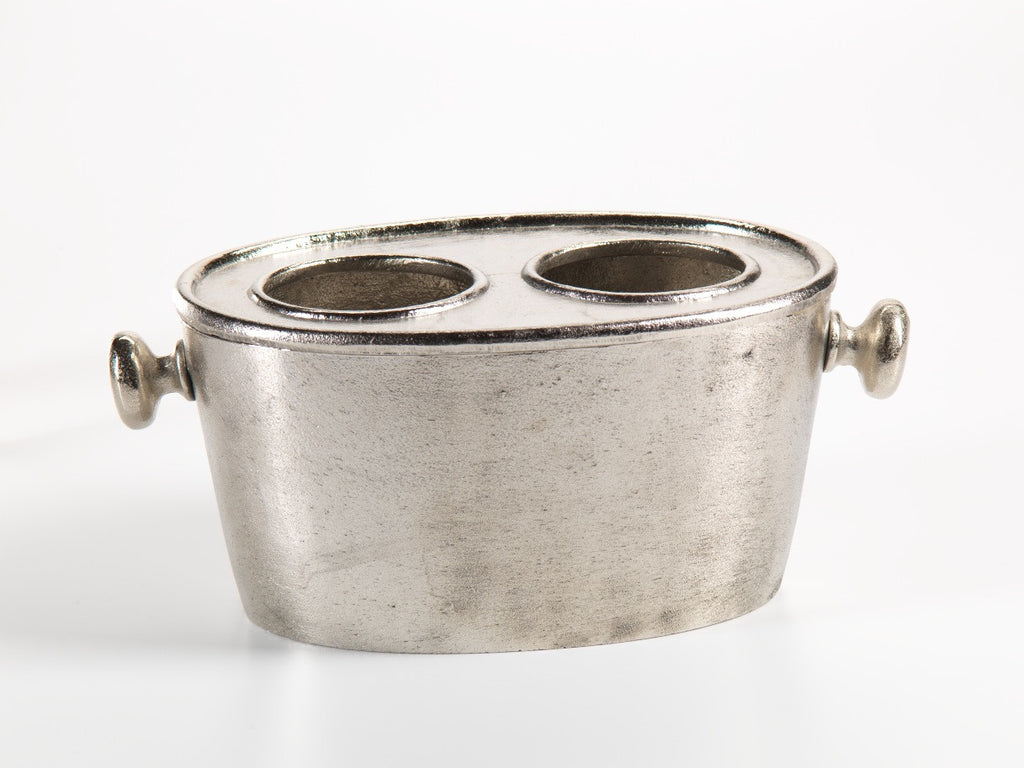 Raw Aluminum Two Bottle Wine Holder - Nickel - Barware by Carlyle Avenue