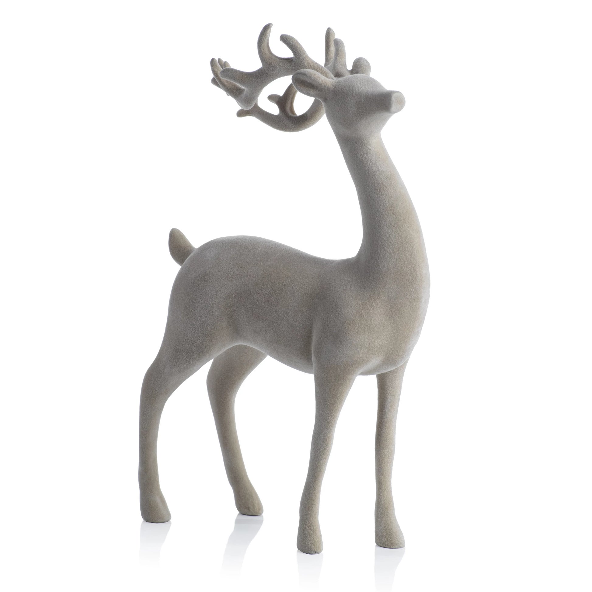 Flocked Sitting Deer - Natural - Christmas Decor by Carlyle Avenue
