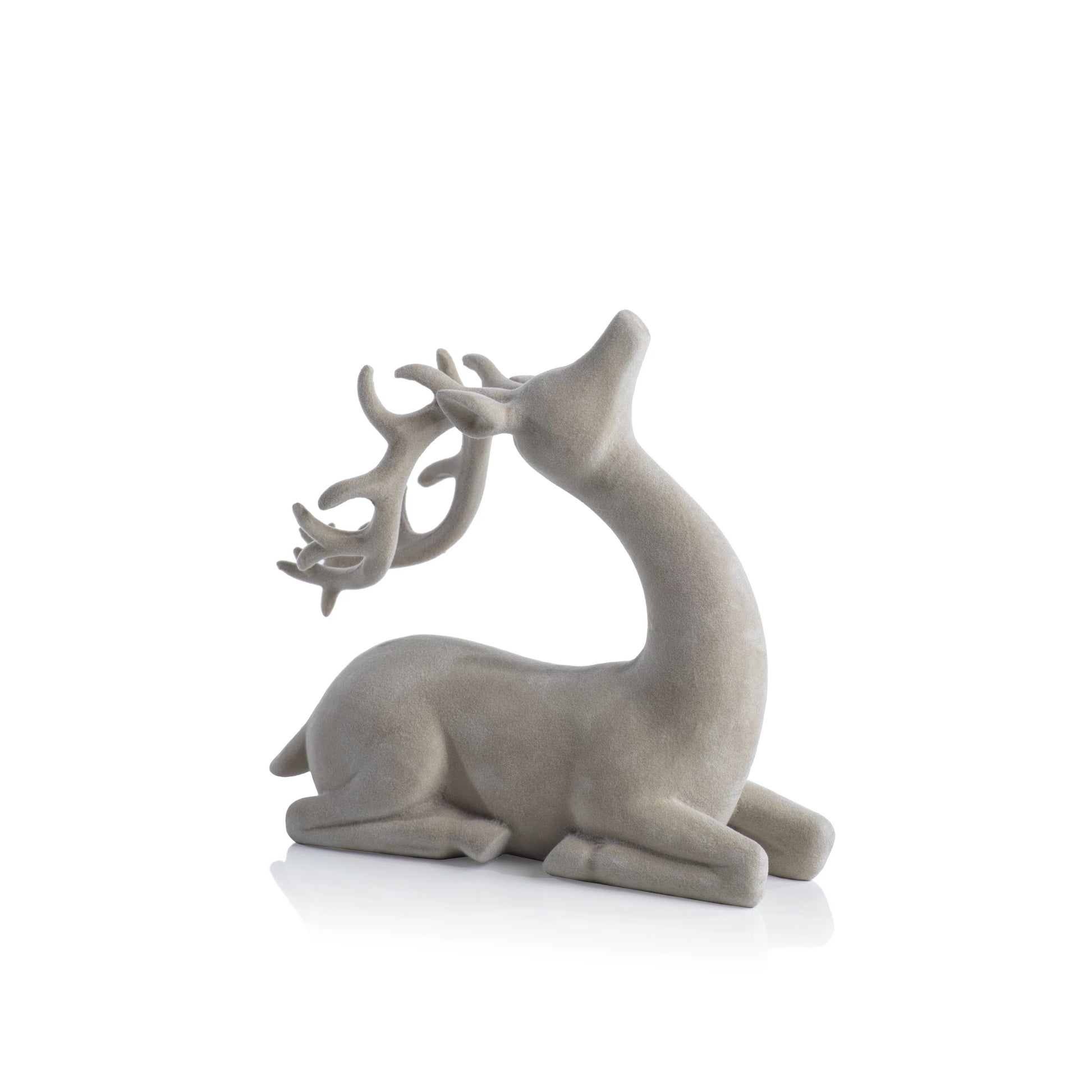 Flocked Sitting Deer - Natural - CARLYLE AVENUE