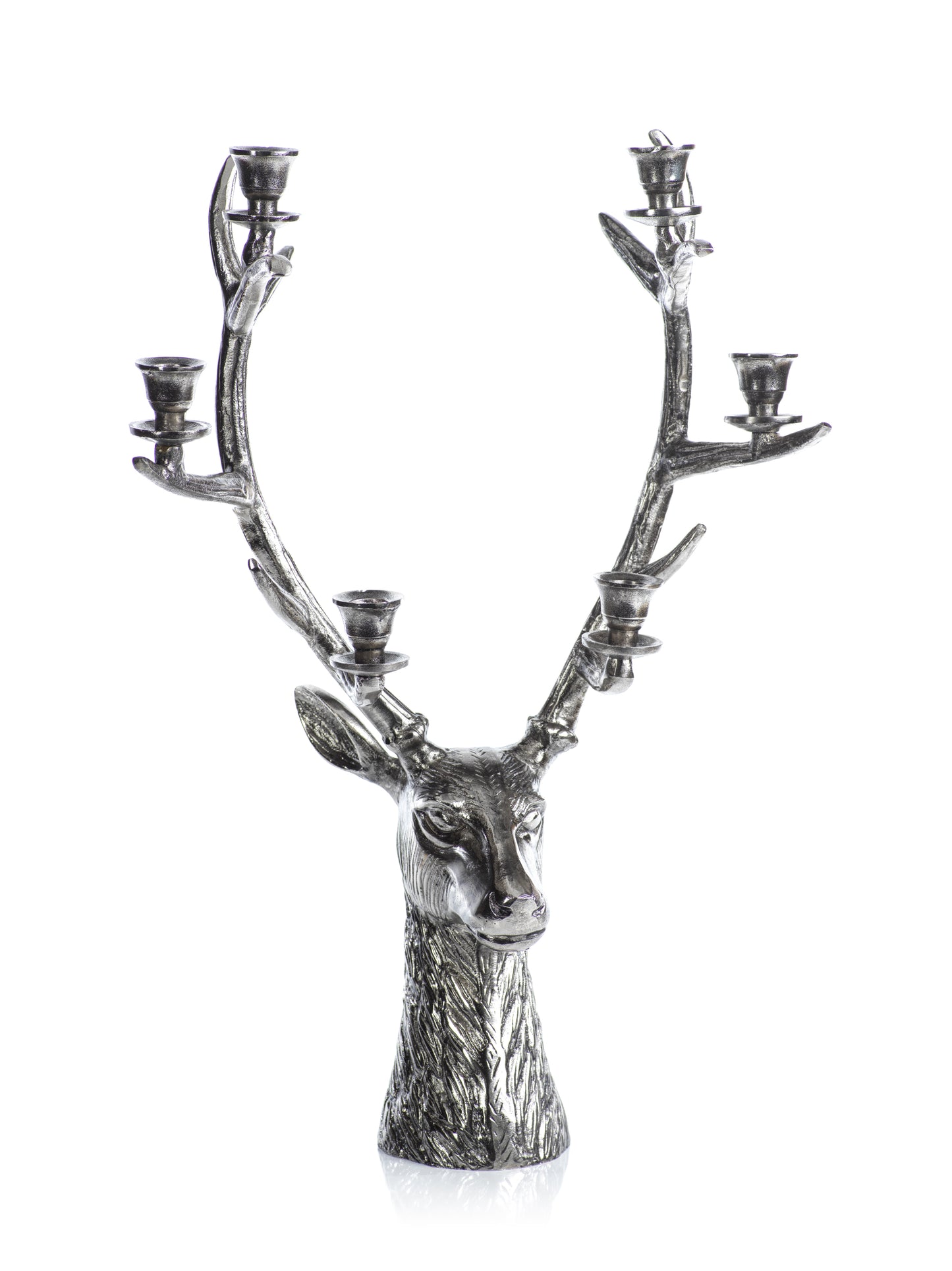 Stag Head 6 Tier Candleholder - Silver Antique - 2 Sizes - CARLYLE AVENUE