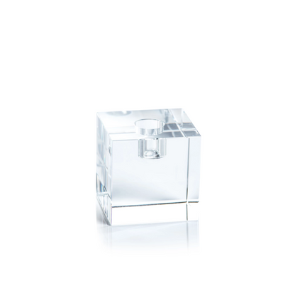 Square Crystal Glass Taper Holder - Taper Holder by Carlyle Avenue