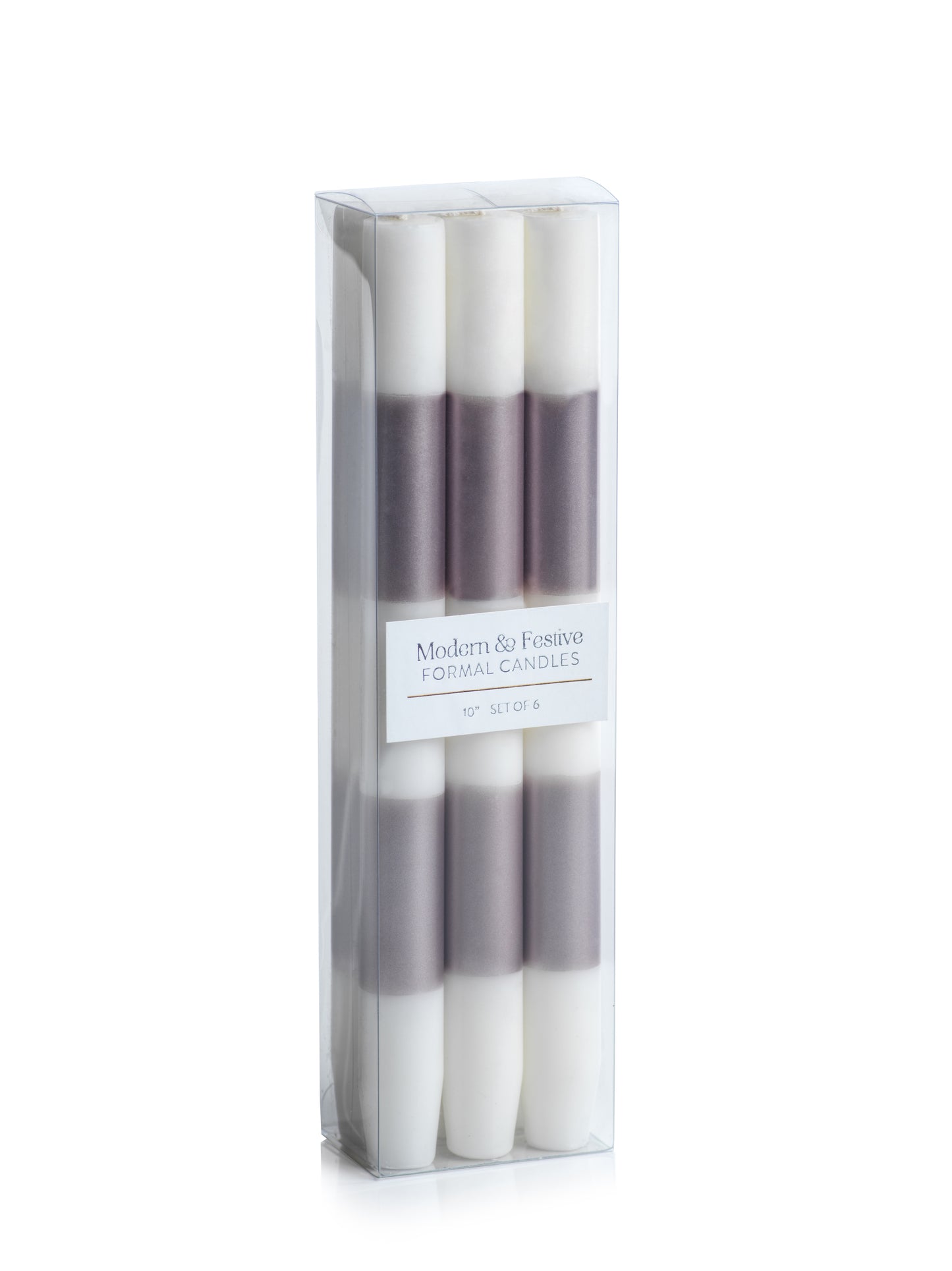 Modern & Festive Metallic Formal Taper Candles - Box of 6 - CARLYLE AVENUE