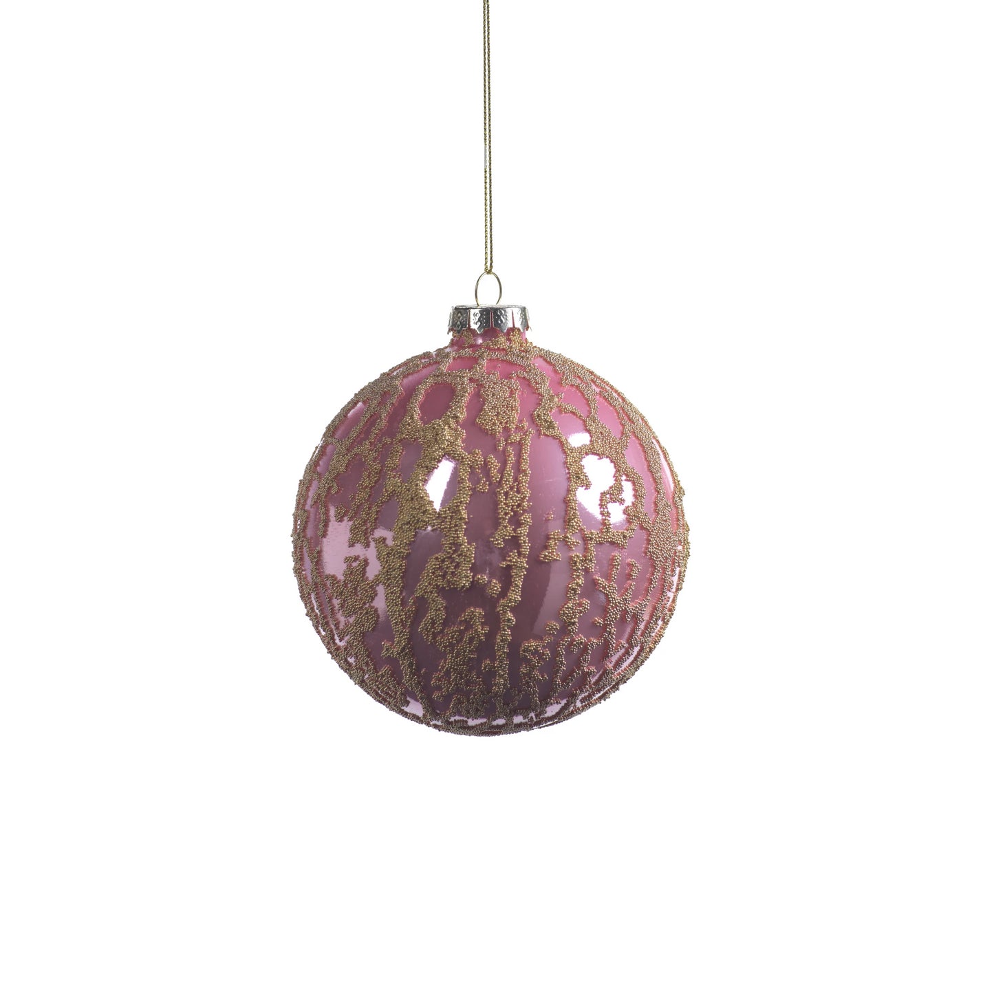 Pink Ball Ornament w/ Abstract Gold Beads - CARLYLE AVENUE