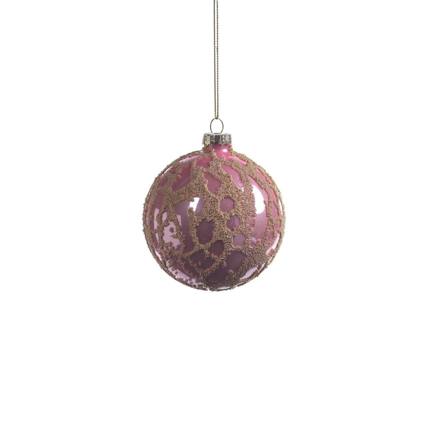 Pink Ball Ornament w/ Abstract Gold Beads - CARLYLE AVENUE