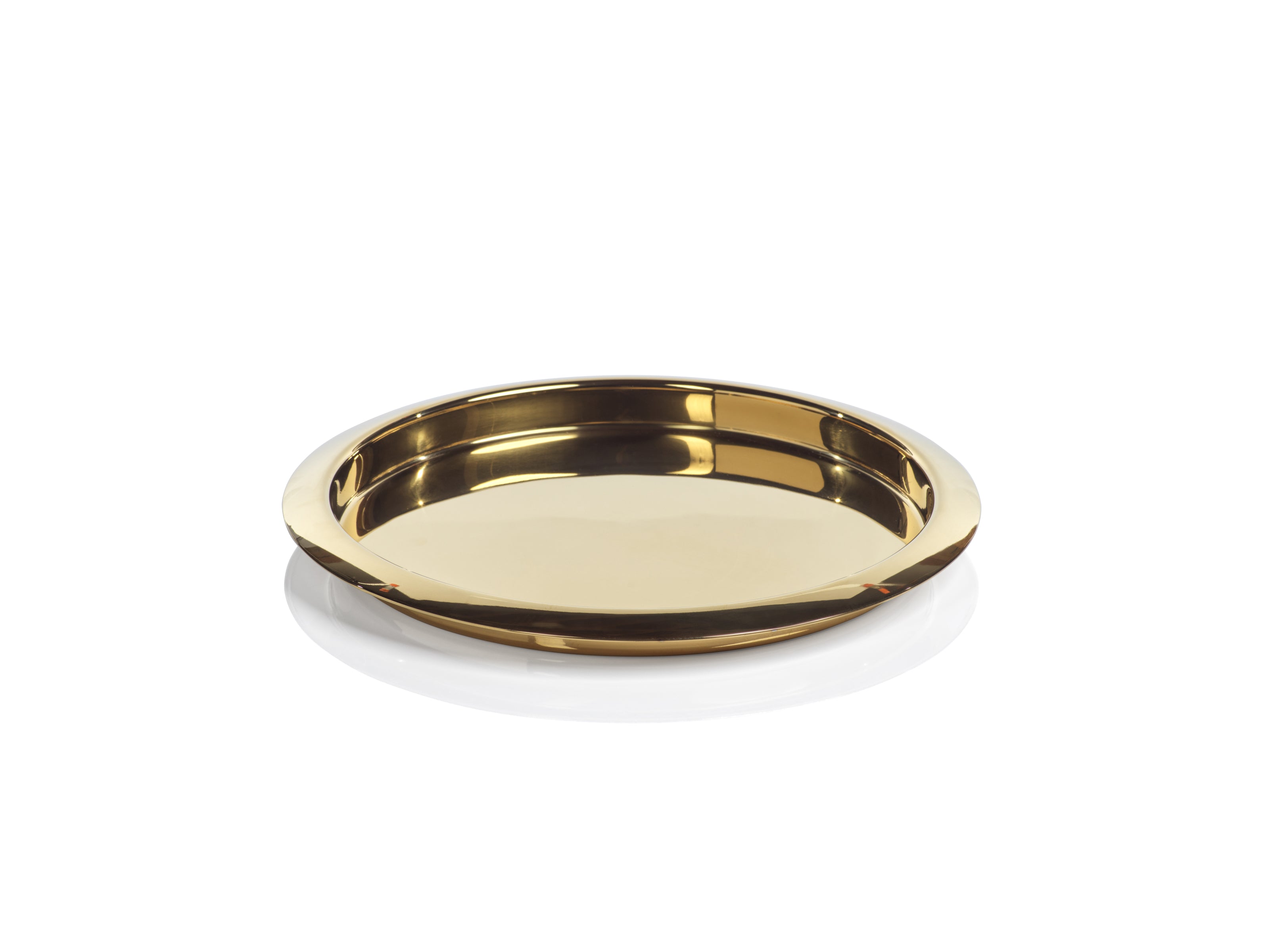 Stainless Steel Gold Round Serving Tray - CARLYLE AVENUE