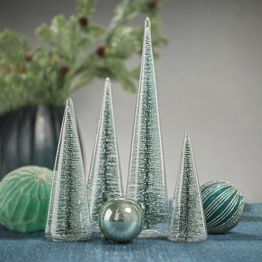 Clear Glass Decorative Tree w/Green Glitter - Christmas Trees by Carlyle Avenue