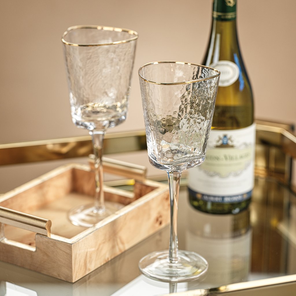 Aperitivo Triangular Stemware - Clear w/ Gold Rim - Drinkware by Carlyle Avenue