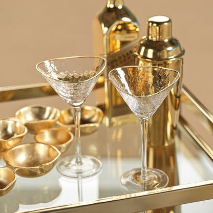Aperitivo Triangular Stemware - Clear w/ Gold Rim - Drinkware by Carlyle Avenue