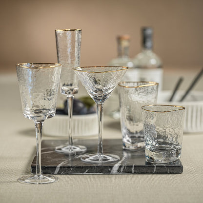 Aperitivo Triangular Stemware - Clear w/ Gold Rim - Drinkware by Carlyle Avenue