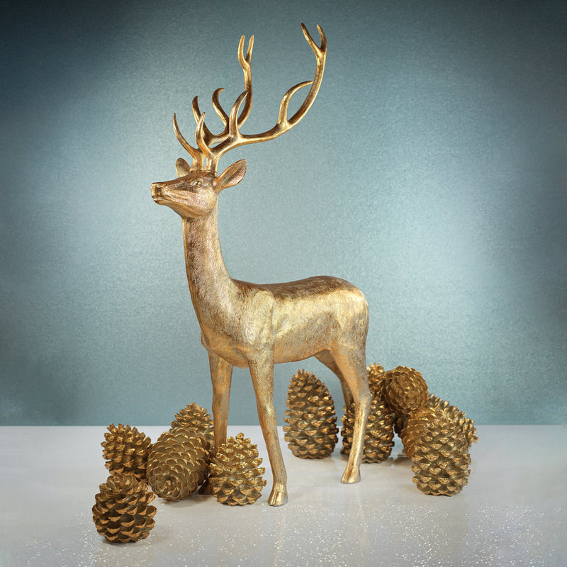 Large Reindeer - Gold - Looking Up - Holiday Decor by Carlyle Avenue