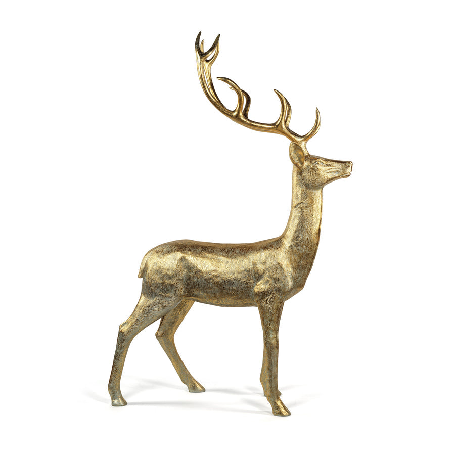 Large Reindeer - Gold - Looking Up - Holiday Decor by Carlyle Avenue