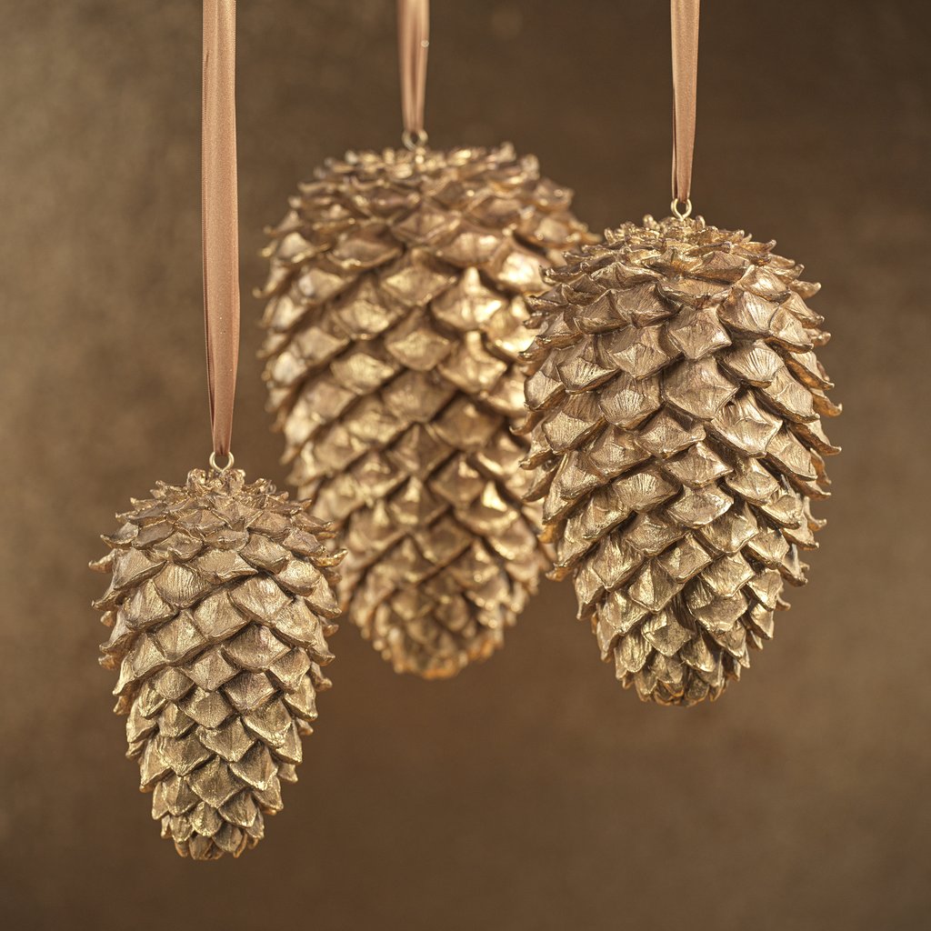 Golden Decorative Pine Cone - Christmas Decor by Carlyle Avenue