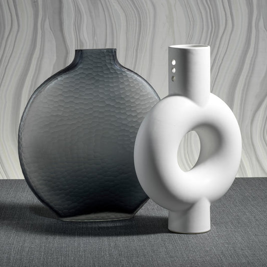 Indigo Smoke Gray Moon Shape Glass Vase - Vases by Carlyle Avenue