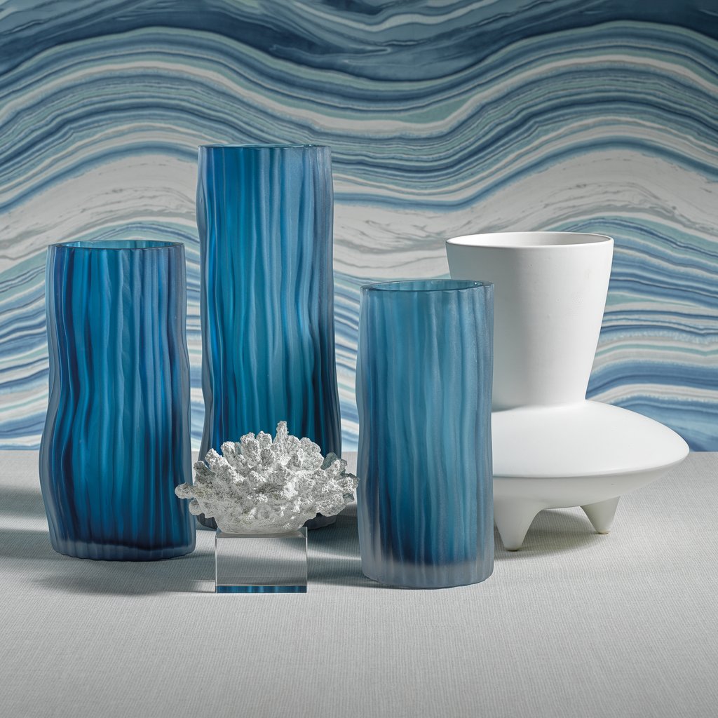 Indigo Powder Glass Vases - Blue - Vases by Carlyle Avenue