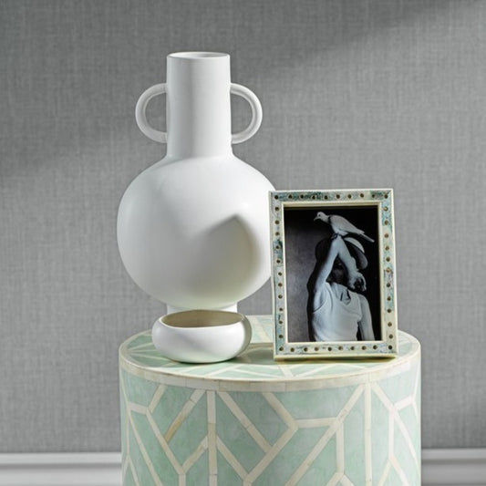 Aarhus White Stoneware Vase - Vases by Carlyle Avenue