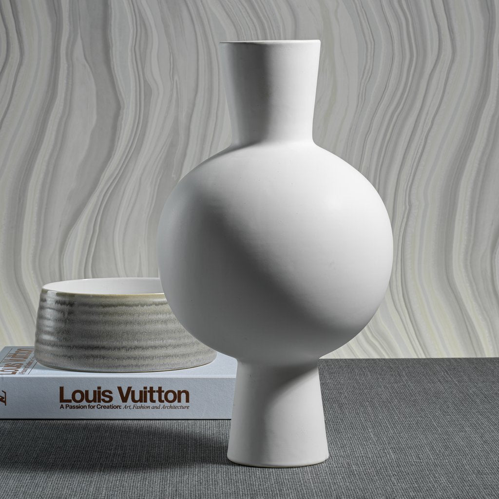 Oslo White Stoneware Vase - Vases by Carlyle Avenue