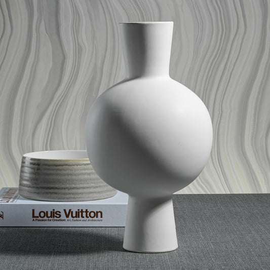 Oslo White Stoneware Vase - Vases by Carlyle Avenue