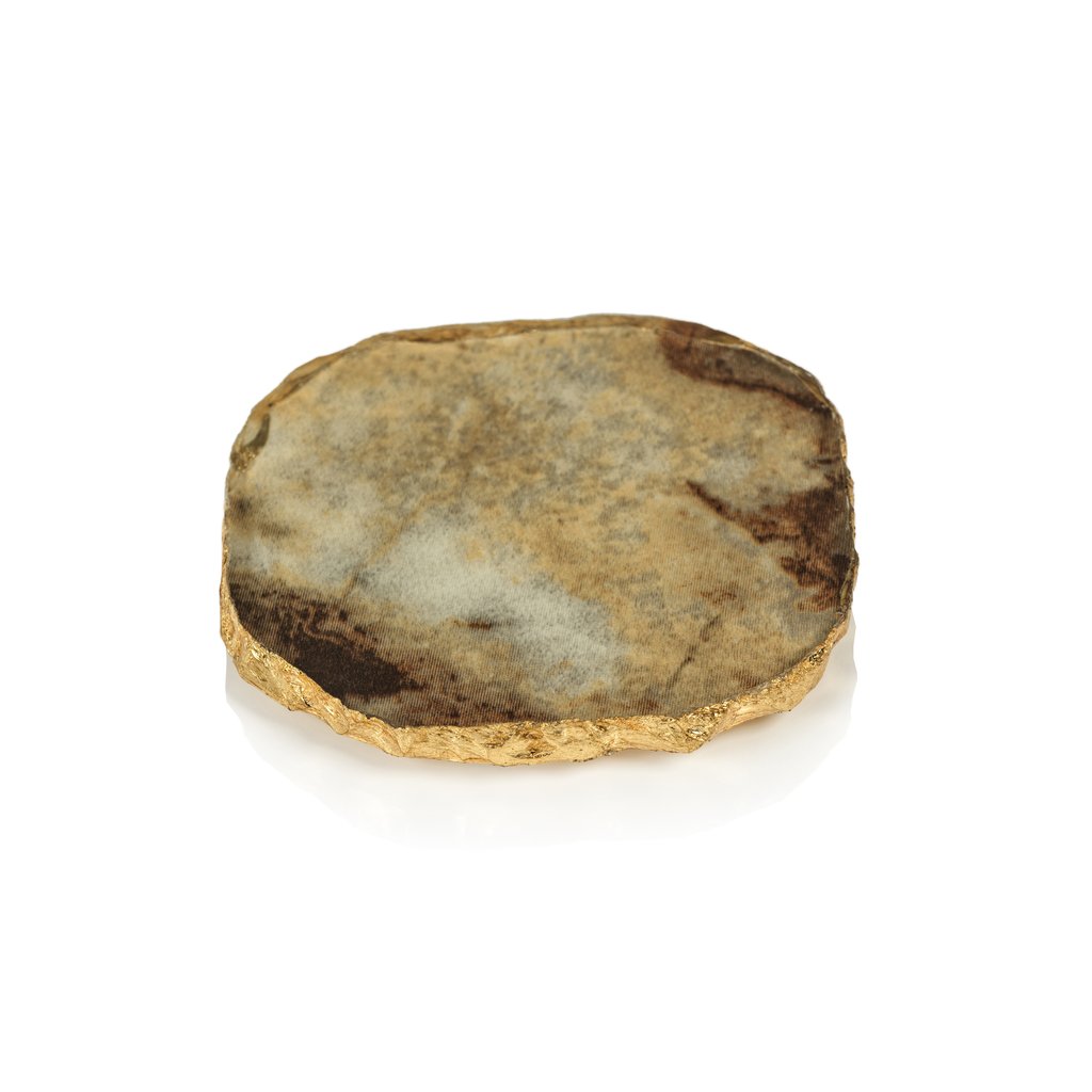 Agate Marble Glass Coaster with Gold Rim - Set of 4 - Coasters by Carlyle Avenue