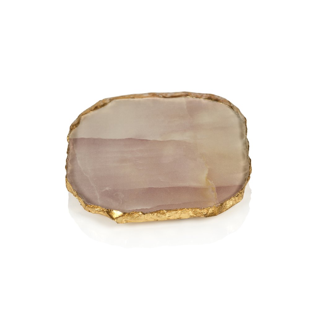 Agate Marble Glass Coaster with Gold Rim - Set of 4 - Coasters by Carlyle Avenue