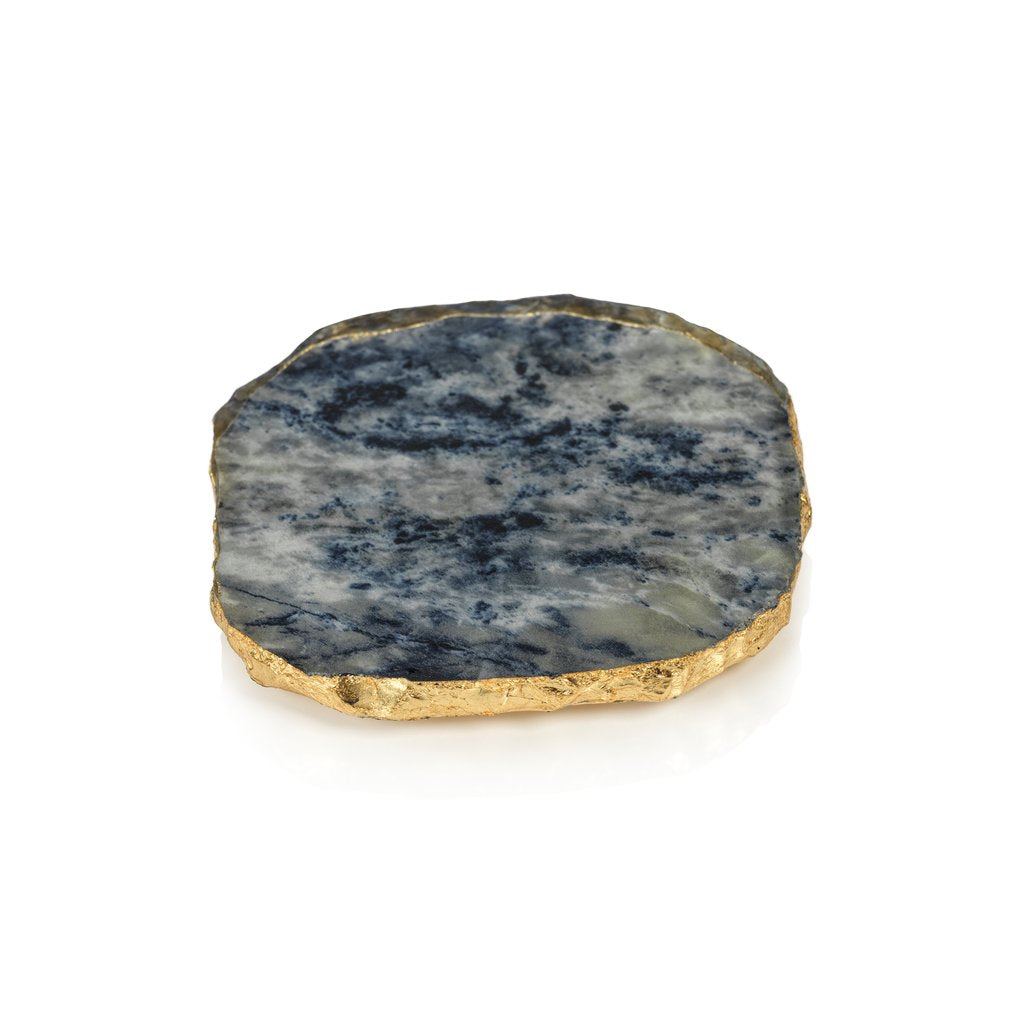 Agate Marble Glass Coaster with Gold Rim - Set of 4 - Coasters by Carlyle Avenue