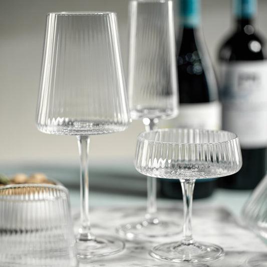 Fluted Textured Wine Glass - Set of 4 - Drinkware by Carlyle Avenue