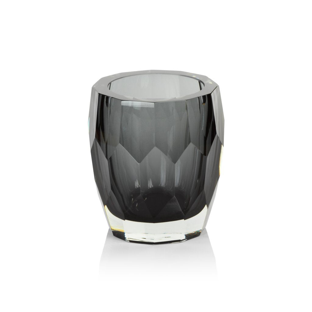 La Bohème Handmade Cut Glass Vase / Hurricane - Smoke - Decorative Accessories by Carlyle Avenue