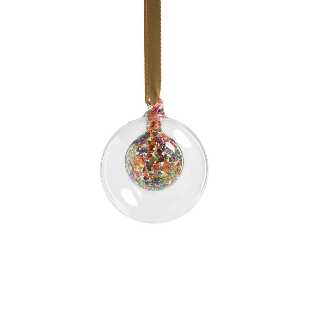 Double Glass Sequin Ball Ornament - Multicolored - Ornaments by Carlyle Avenue