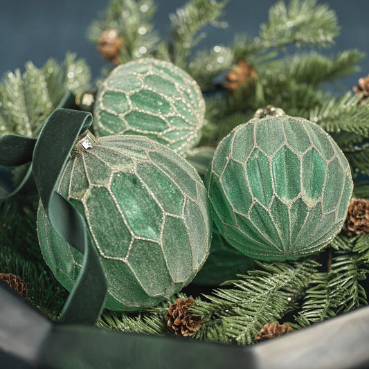 Honeycomb Glass Ball Ornament - Green and Gold - Ornaments by Carlyle Avenue