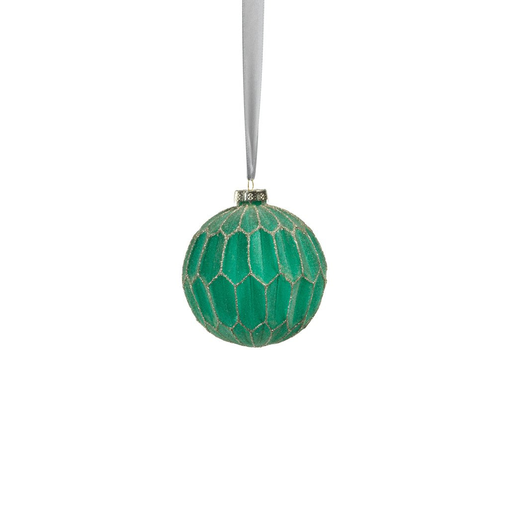 Honeycomb Glass Ball Ornament - Green and Gold - Ornaments by Carlyle Avenue