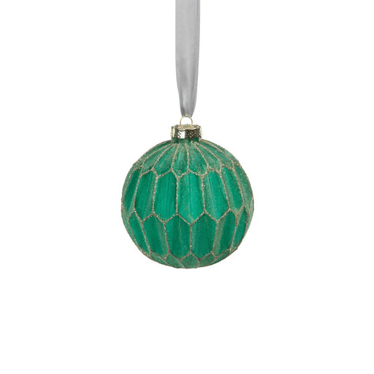 Honeycomb Glass Ball Ornament - Green and Gold - Ornaments by Carlyle Avenue