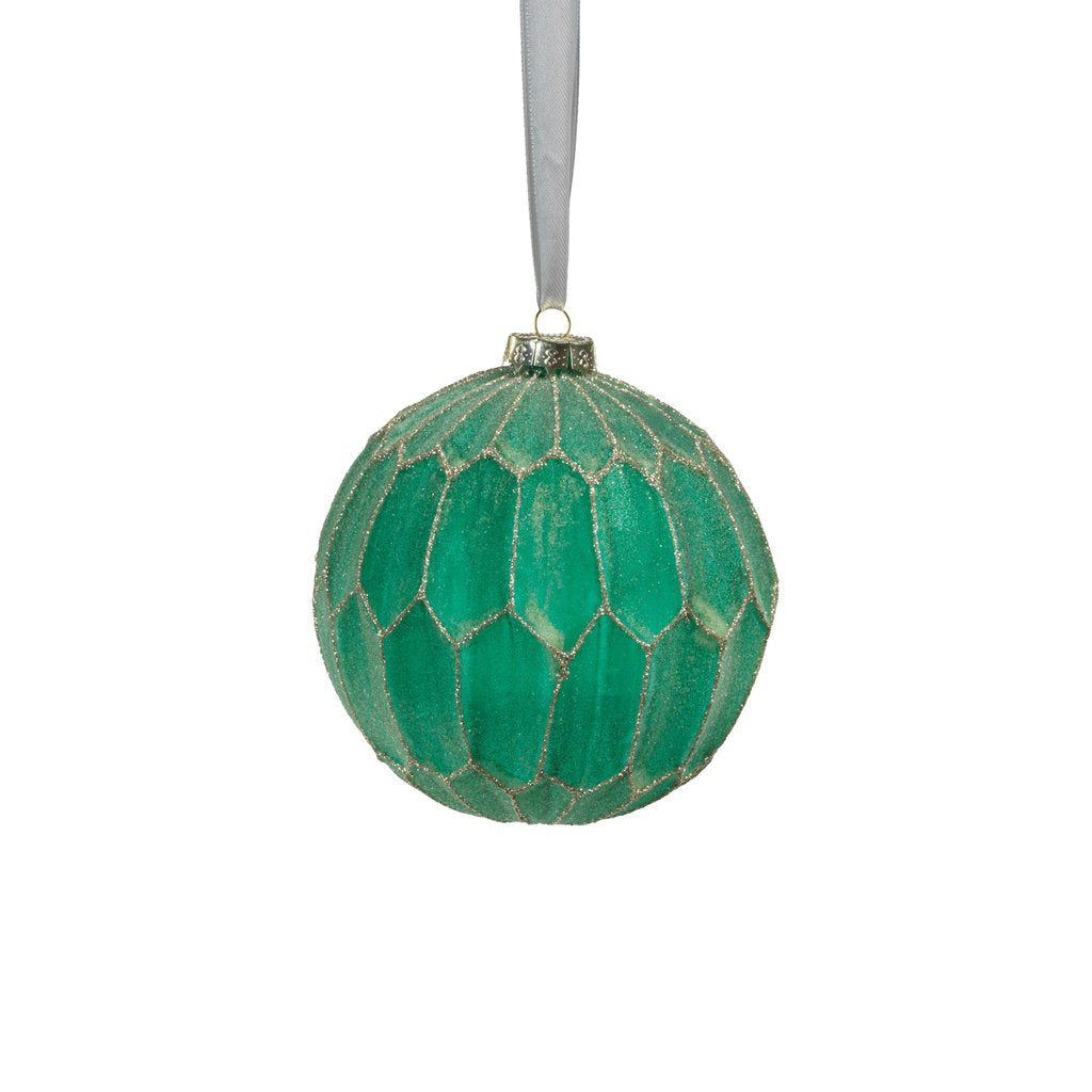 Honeycomb Glass Ball Ornament - Green and Gold - Ornaments by Carlyle Avenue