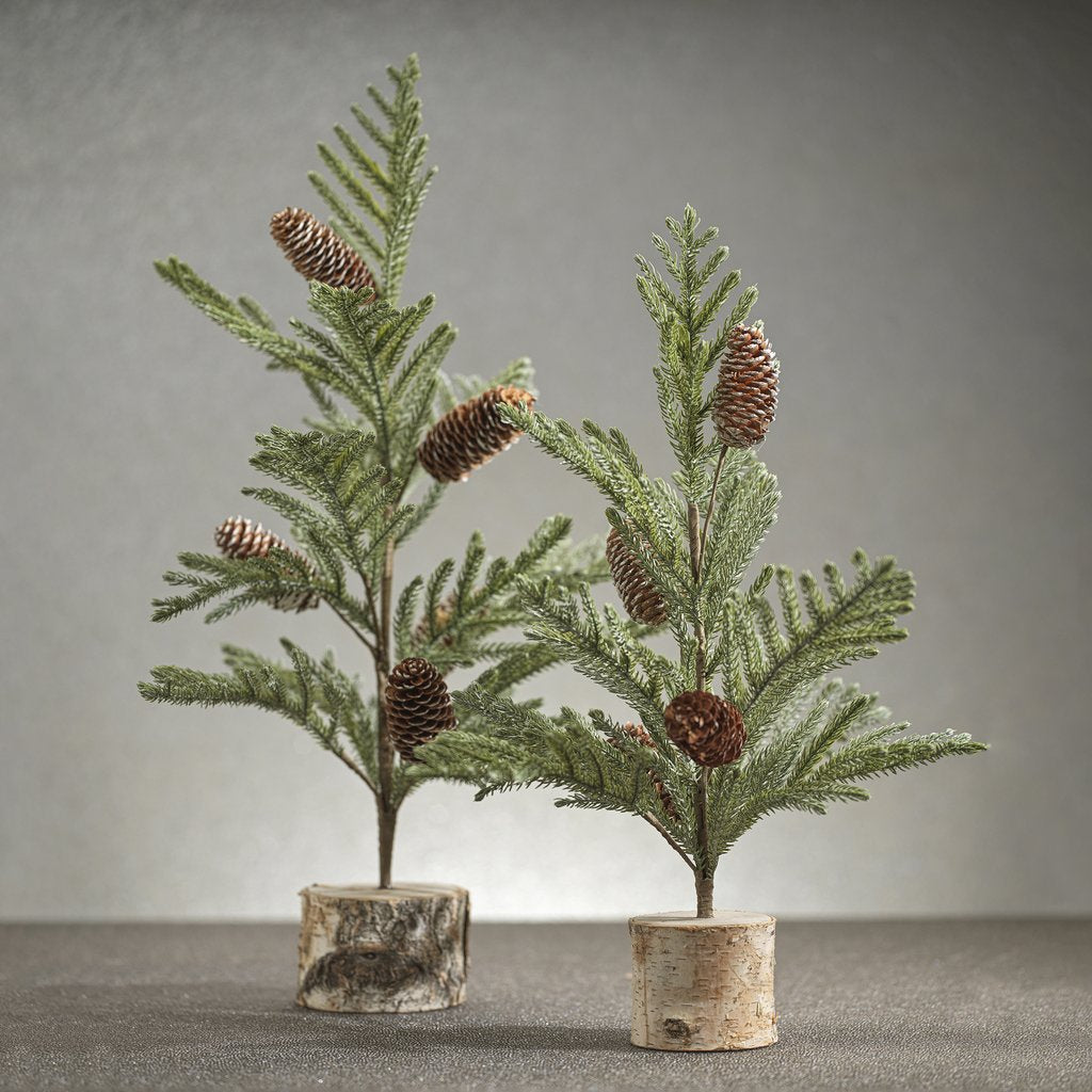 Spruce Tree with Small Pine Cones on Birch Base - Seasonal & Holiday Decorations by Carlyle Avenue
