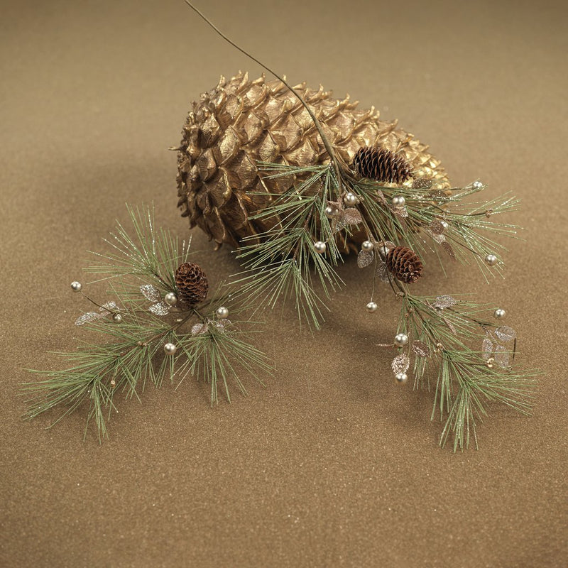 Needle Pine Tree w/Glitter Pinecone Pick - Holiday Decor by Carlyle Avenue