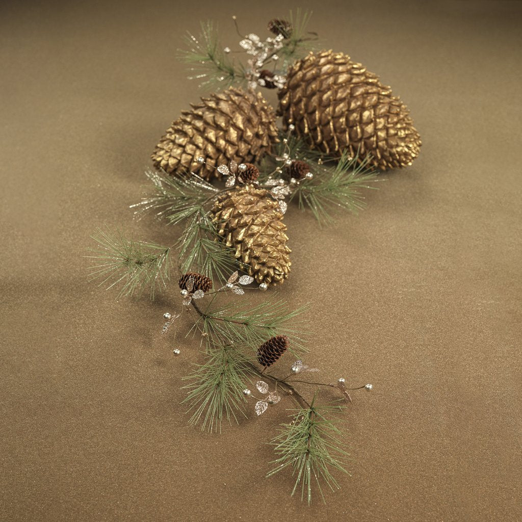 Needle Pine with Glitter Branches - Pine Cone Garland - Holiday Decor by Carlyle Avenue