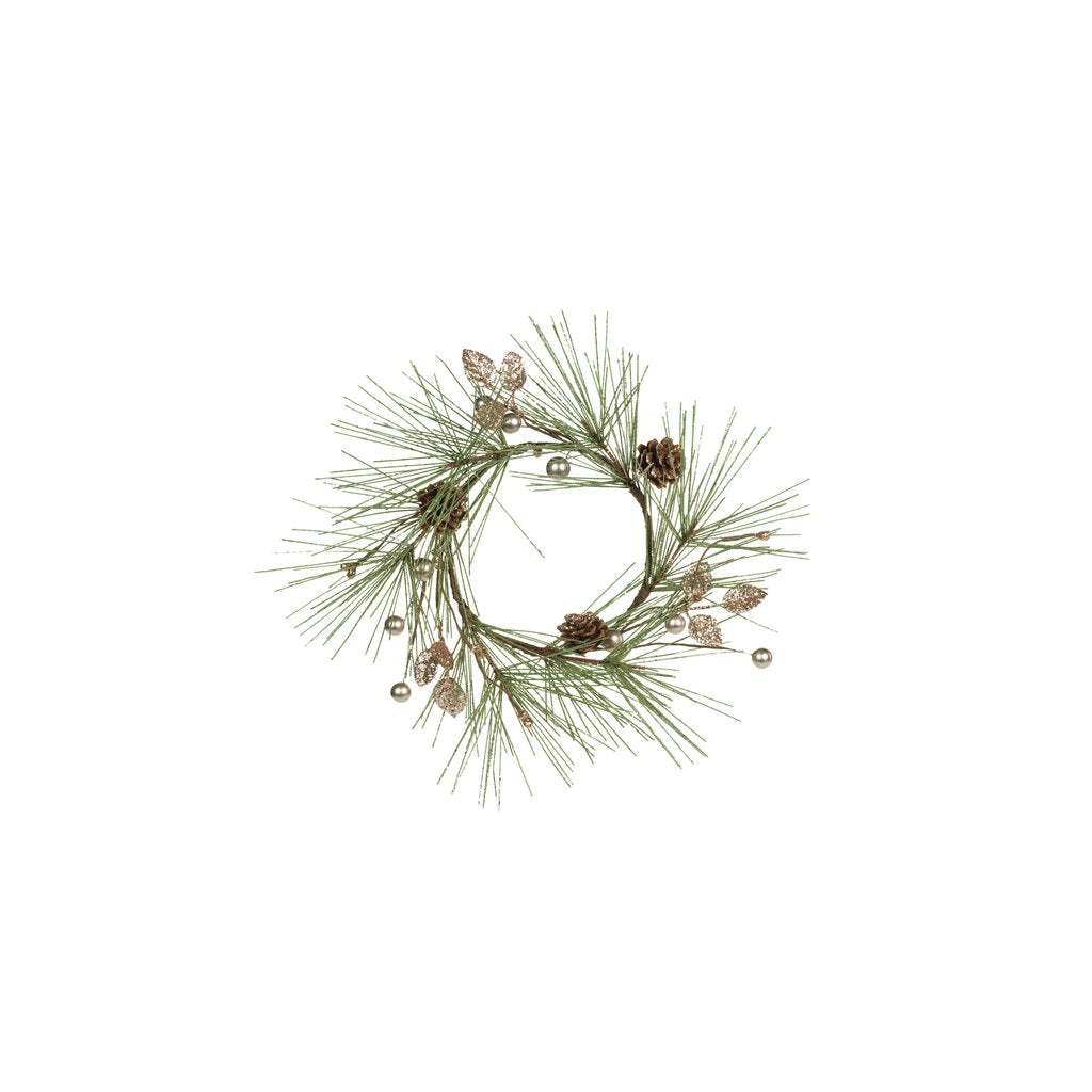 Needle Pine Tree w/Glitter & Pinecone Wreath - Holiday Decor by Carlyle Avenue