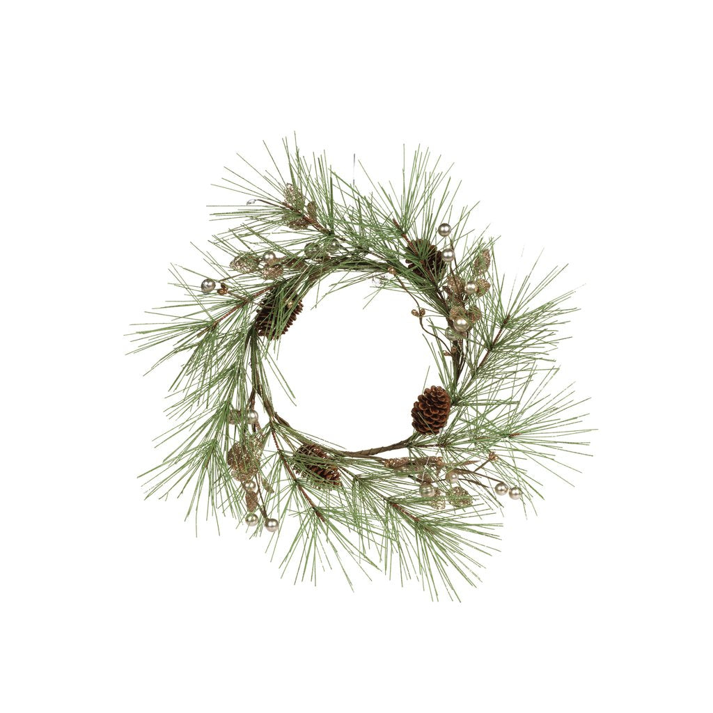 Needle Pine Tree w/Glitter & Pinecone Wreath - Wreaths & Garlands by Carlyle Avenue