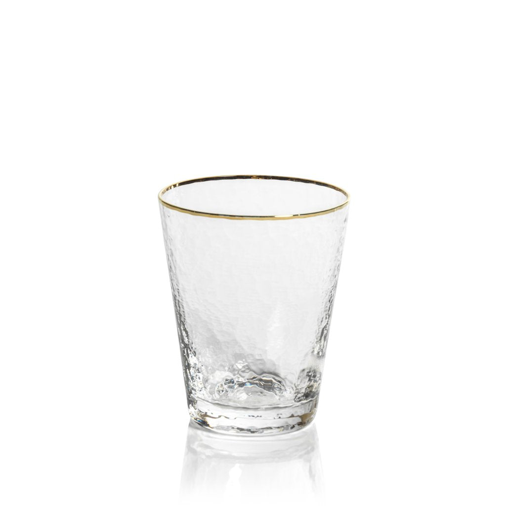 Negroni Hammered Tapered Glasses - Clear with Gold Rim - Glassware by Carlyle Avenue