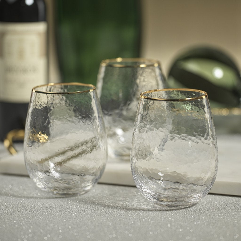 Negroni Hammered Stemless Glass - Set of 4 - Glassware by Carlyle Avenue