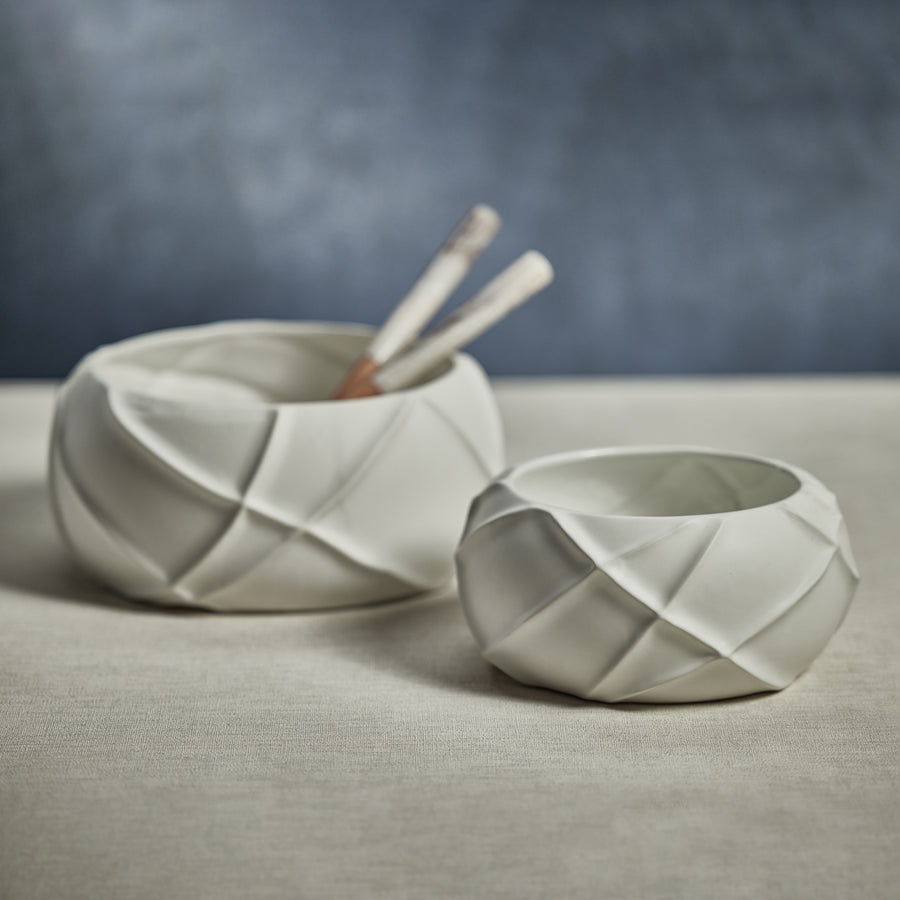 Belize Ridged Bowl - White - Bowls by Carlyle Avenue