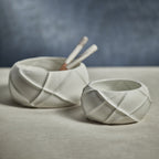 Belize Ridged Bowl - White - Bowls by Carlyle Avenue