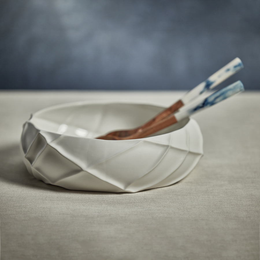 Belize Ridged Bowl - White - Bowls by Carlyle Avenue