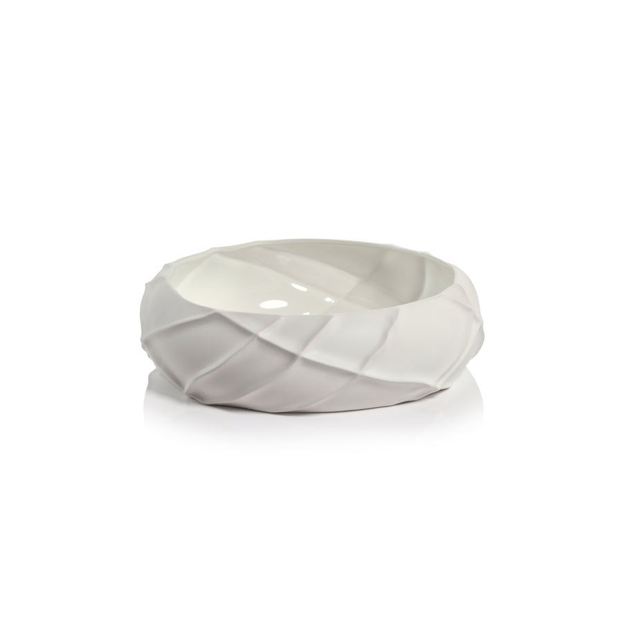 Belize Ridged Bowl - White - Bowls by Carlyle Avenue